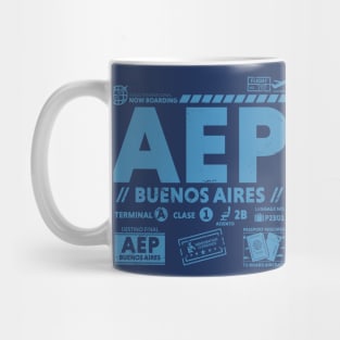 Vintage Buenos Aires AEP Airport Code Travel Day Retro Travel Tag Mug